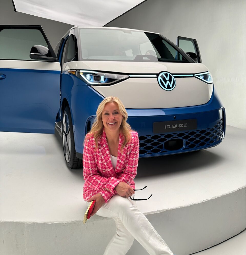 The author takes a rest after getting a first look at the VW ID. Buzz